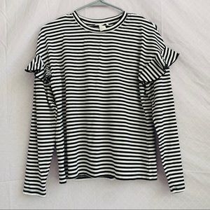 🖤 H&M Striped Ruffle Long Sleeve Top
